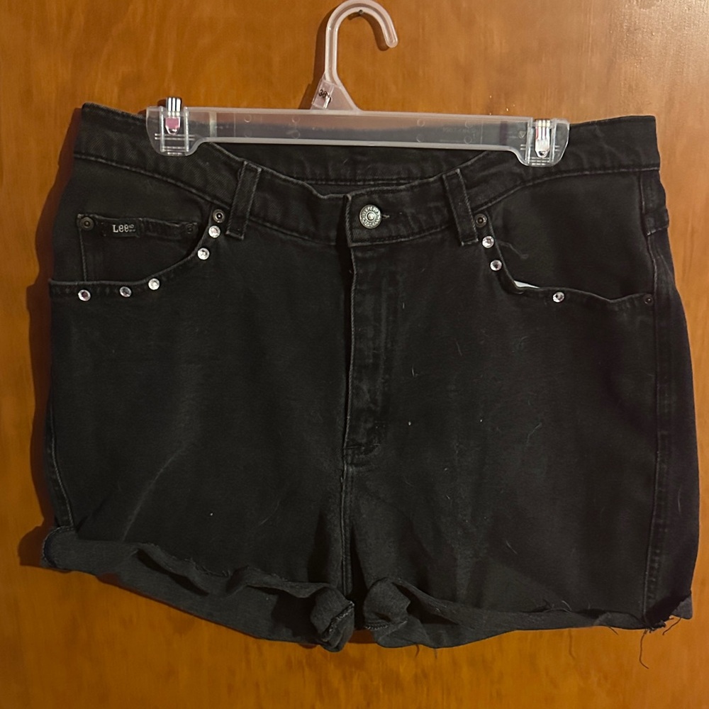 Lee Women's Black Jean Shorts with Stud and Tassel Accents